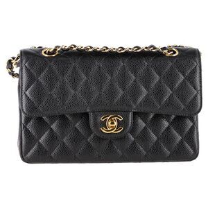 Chanel Small Classic Double Flap Quilted Bag in Black Lambskin Leather